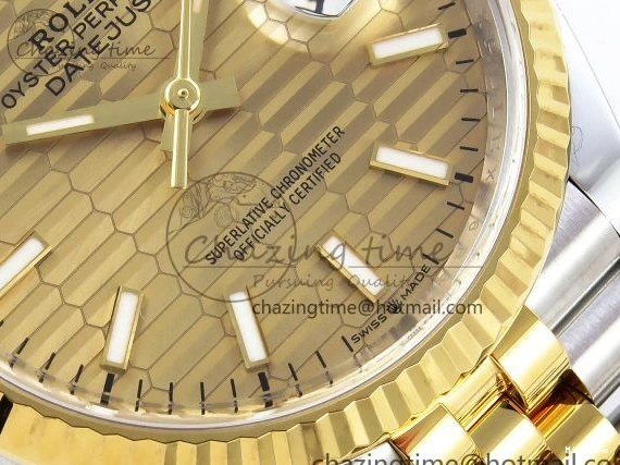 MiroTime 0112 DateJust 36 126233 Clean 1:1 Best Edition 904L Steel YG Textured Stick Dial on SS YG Jubilee Bracelet VR Trendy 1494